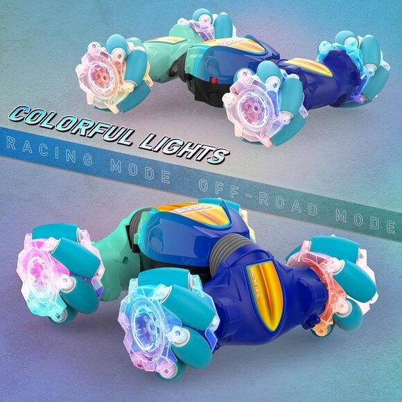 Gesture Sensor RC Stunt Car – 4WD Off-Road Vehicle with Lights & Music (Blue) - Picture 2 of 8